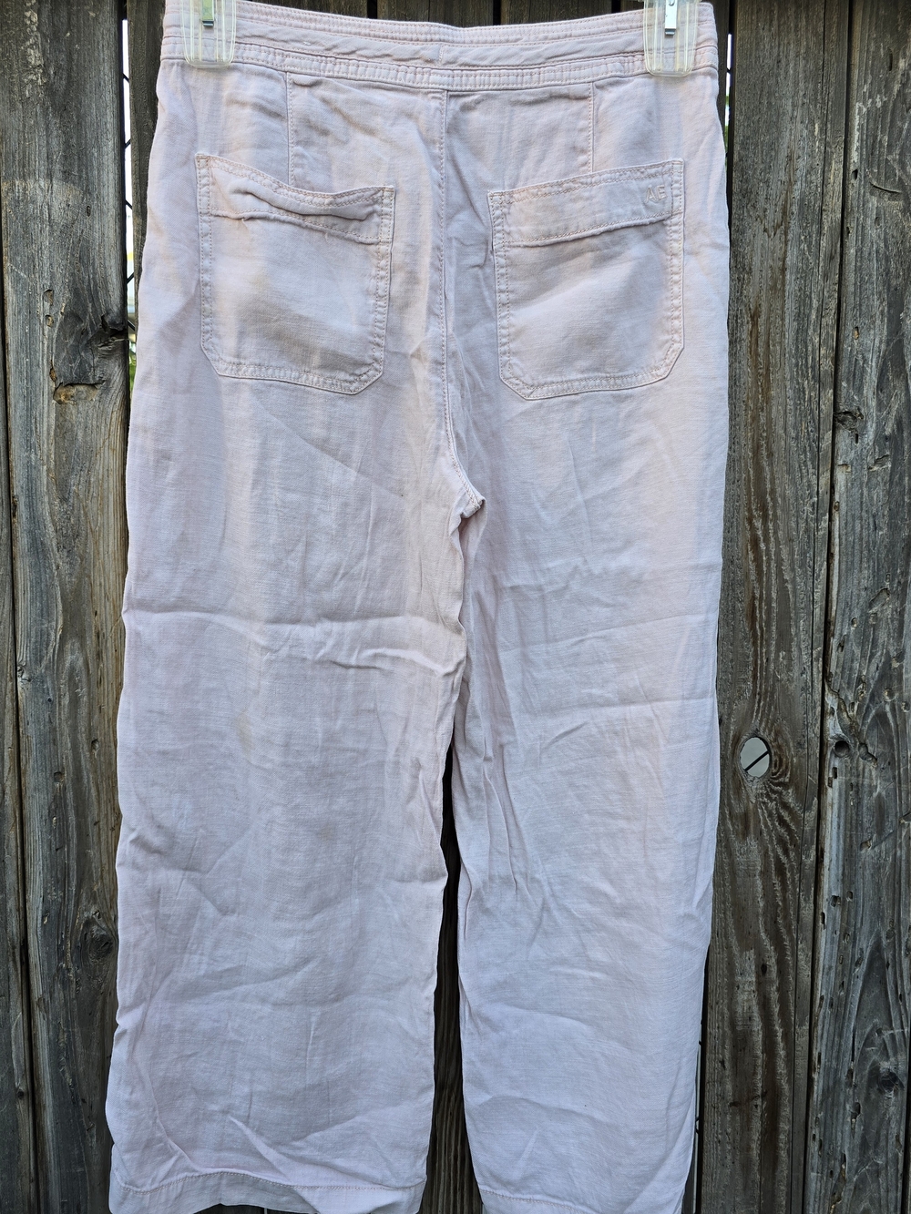 American Eagle Light Pink Drawstring Wide Leg Linen Pants Size 6 - Picture 9 of 14
